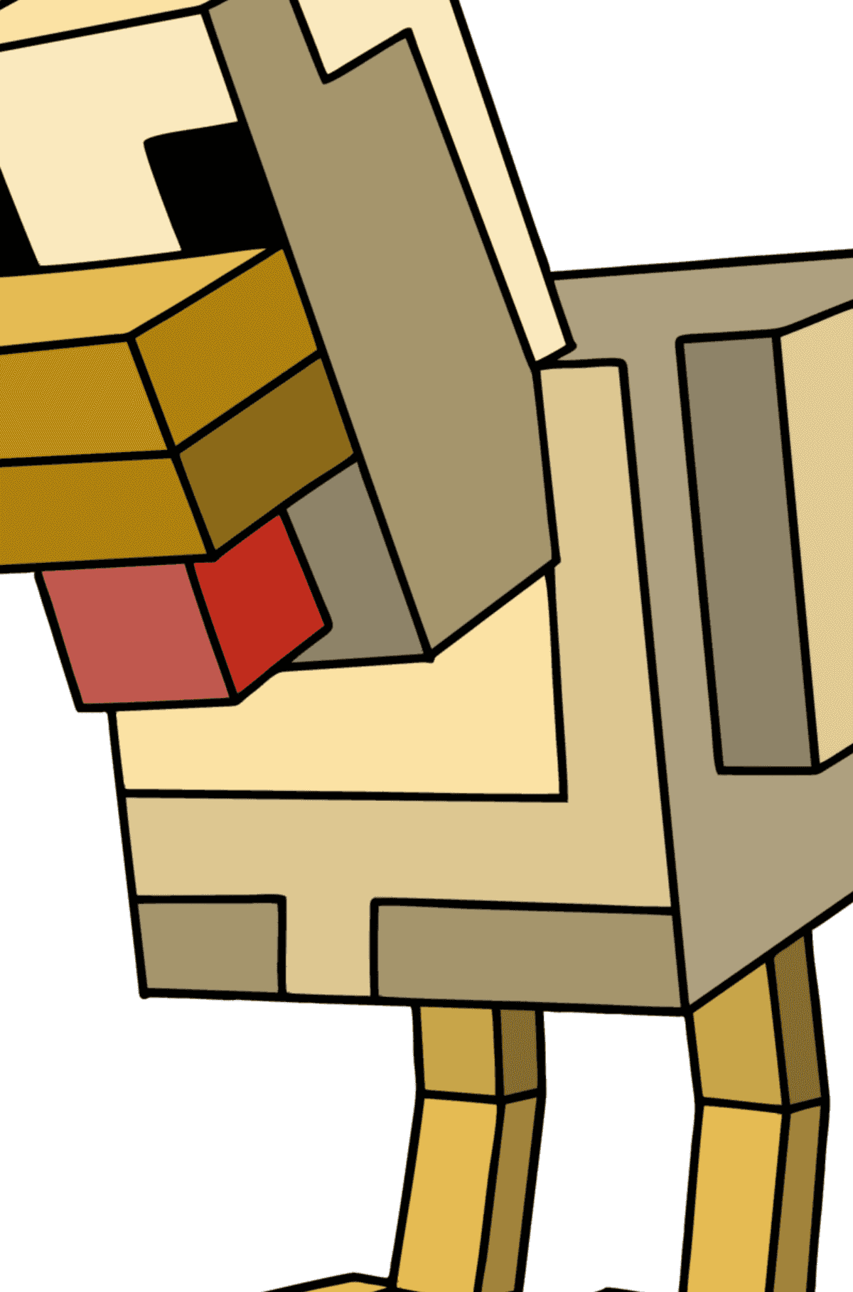 Ausmalbild Minecraft Chicken - Mathe Ausmalbilder - Addition für Kinder