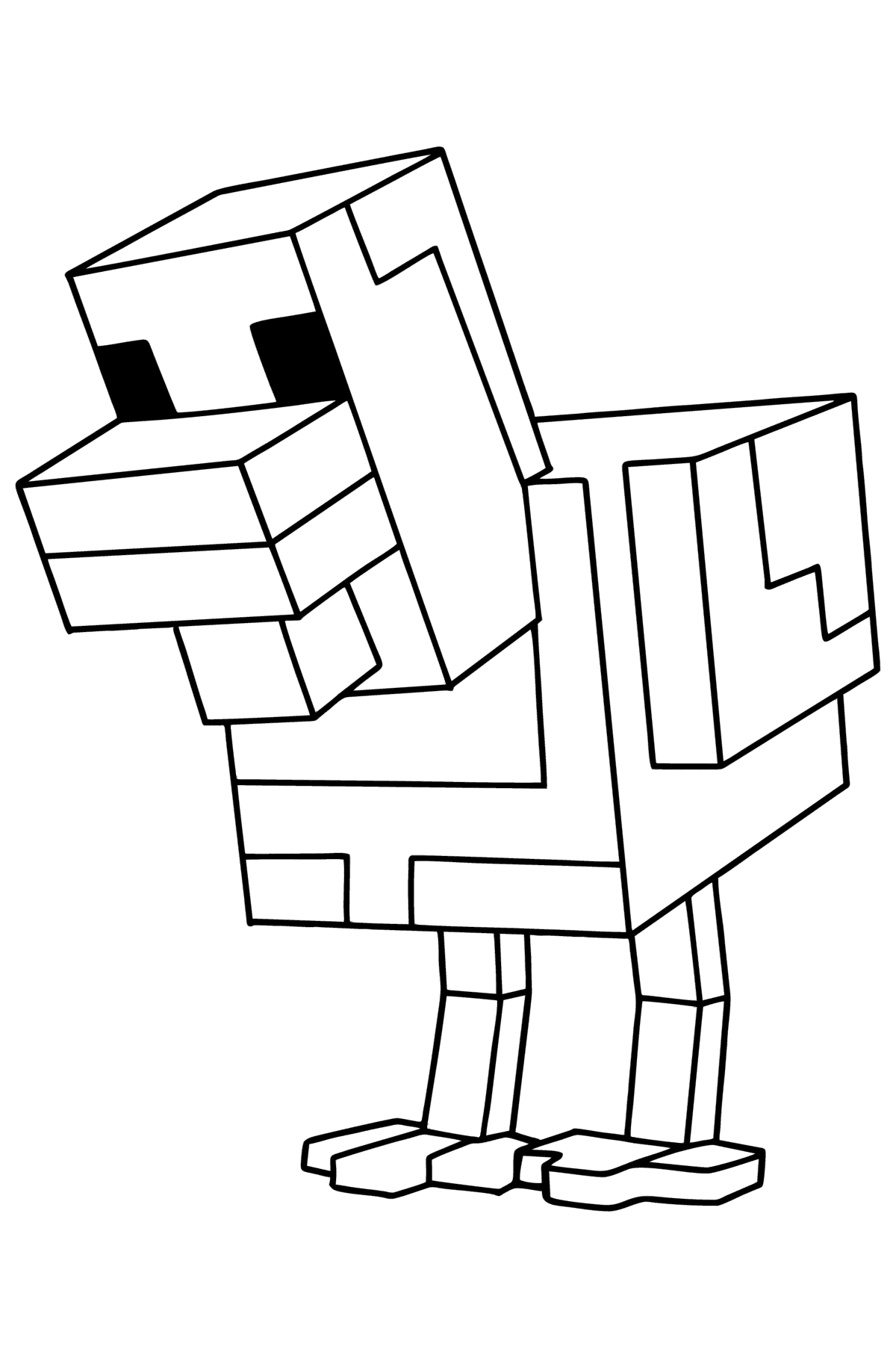 Mewarnai gambar Minecraft Chicken - Mewarnai gambar untuk anak-anak