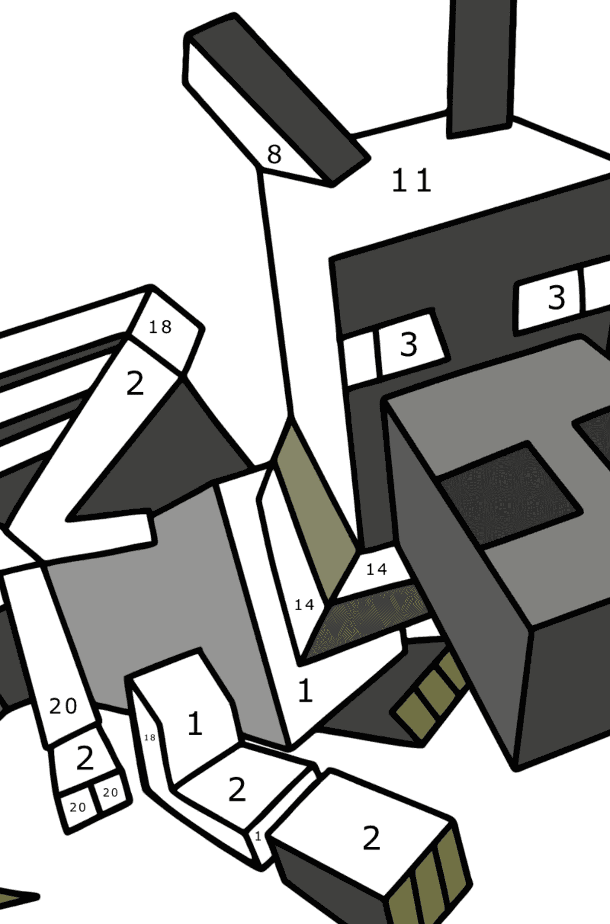 Розмальовка Майнкрафт (Minecraft) Ender Dragon - Розмальовки за номерами для дітей