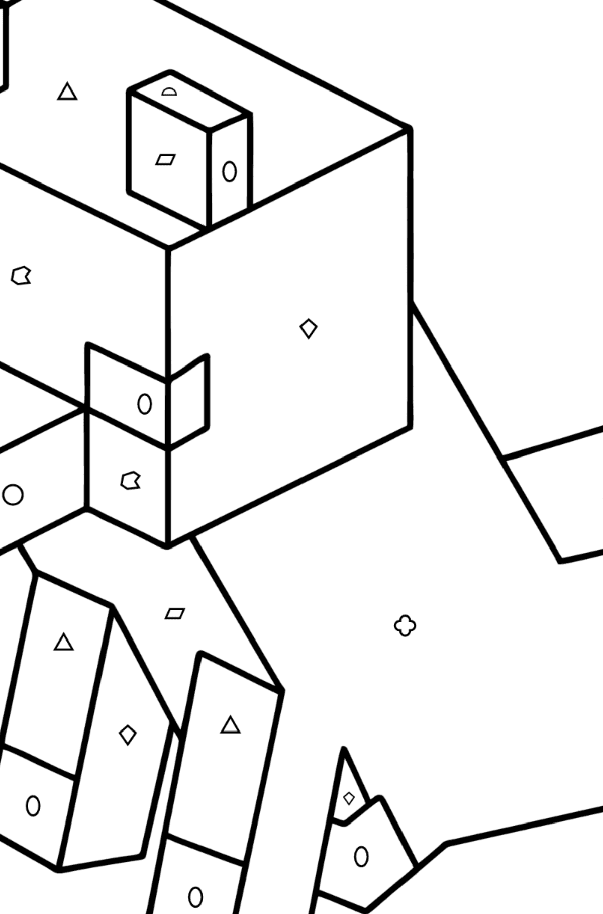 Desenho de Minecraft Fox para colorir - Colorir por Formas Geométricas para Crianças