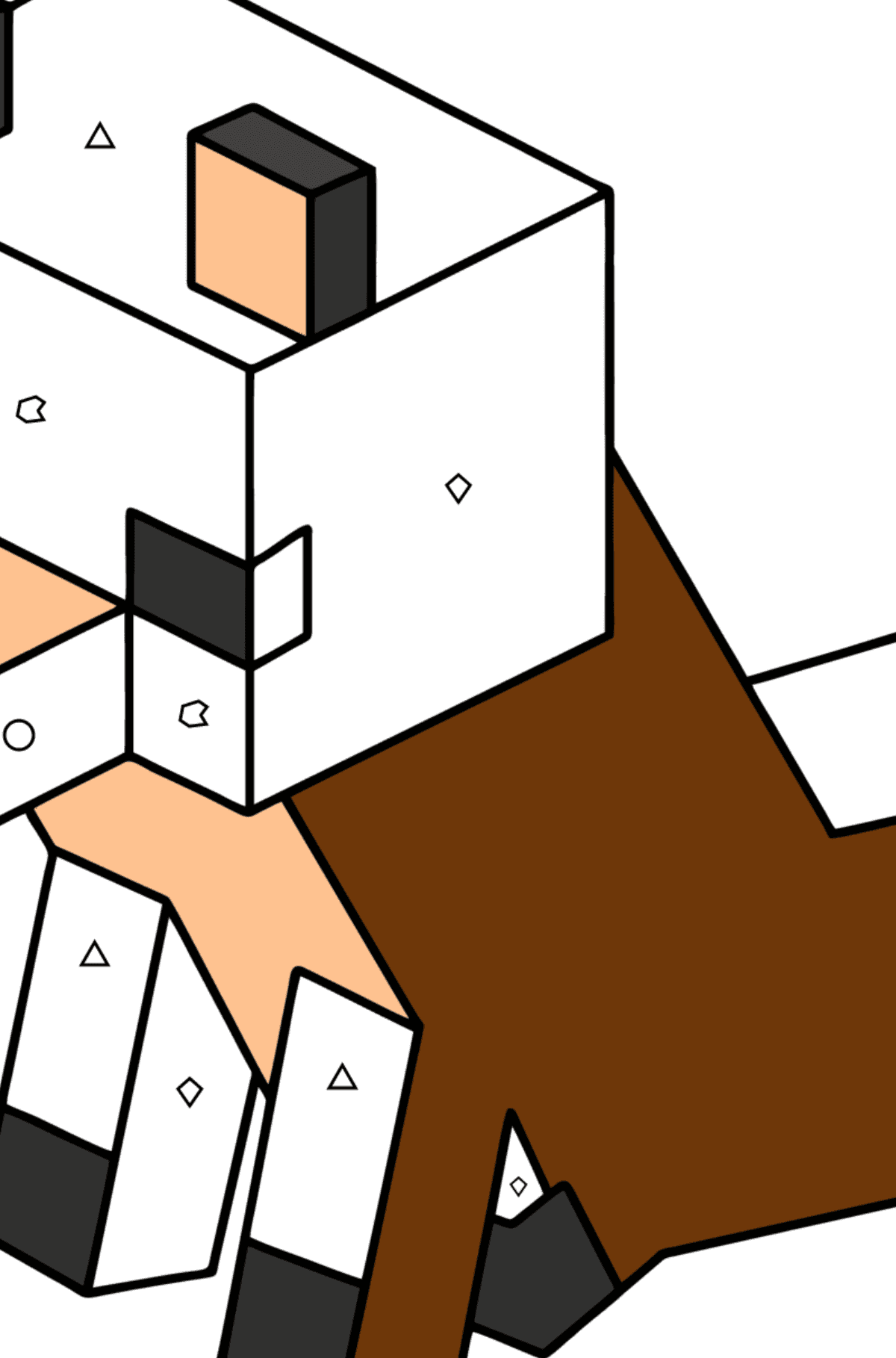 Minecraft Fox coloring page - Coloring by Geometric Shapes for Kids