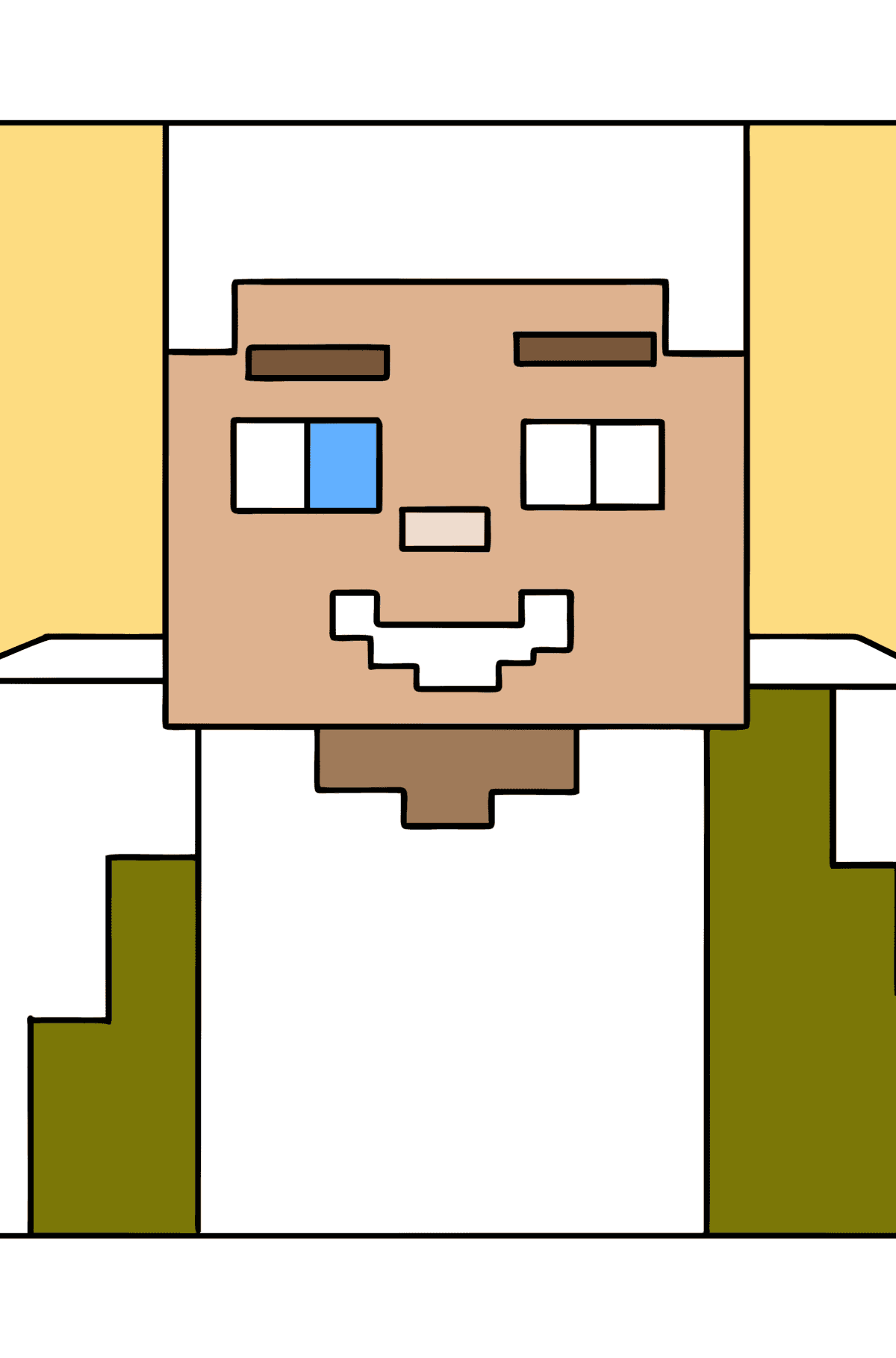 Omalovánka Minecraft Grotesque Steve - Omalovánky pro děti