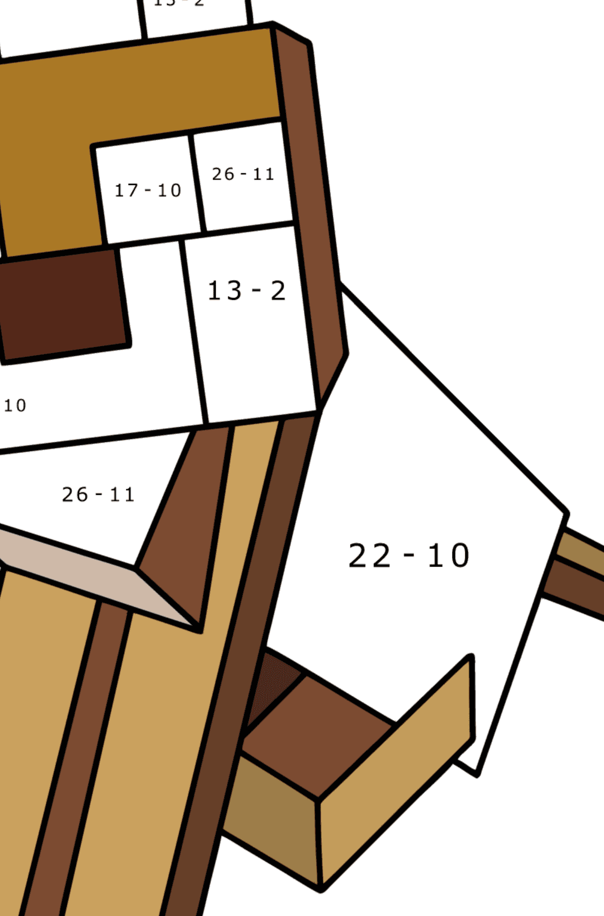 Minecraft Ocelot coloring page - Math Coloring - Subtraction for Kids