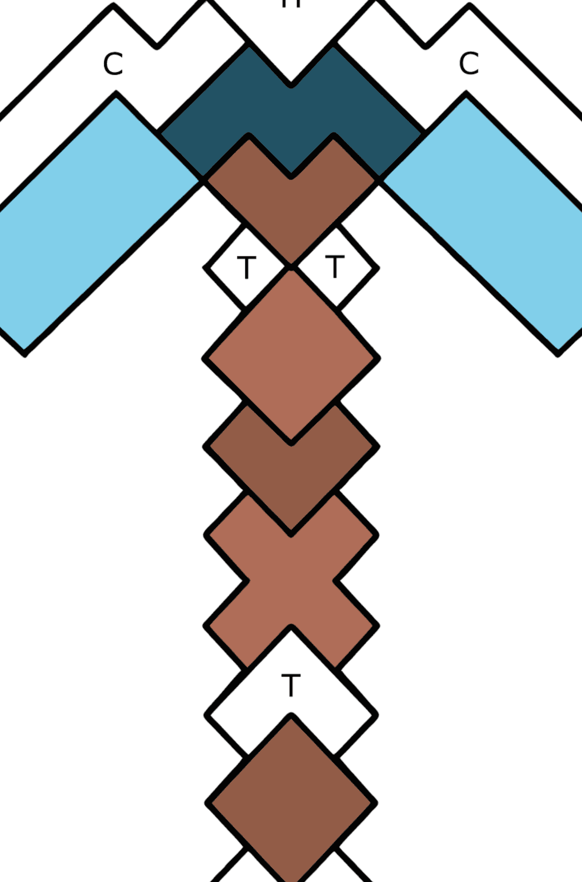 Boyama sayfası Minecraft Pickaxe - Harflerle Boyama çocuklar için