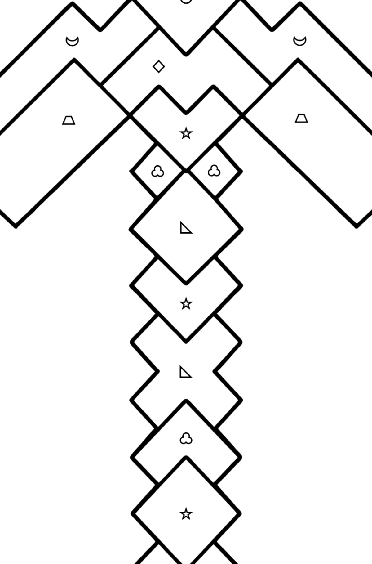 Minecraft Pickaxe coloring page - Coloring by Geometric Shapes for Kids
