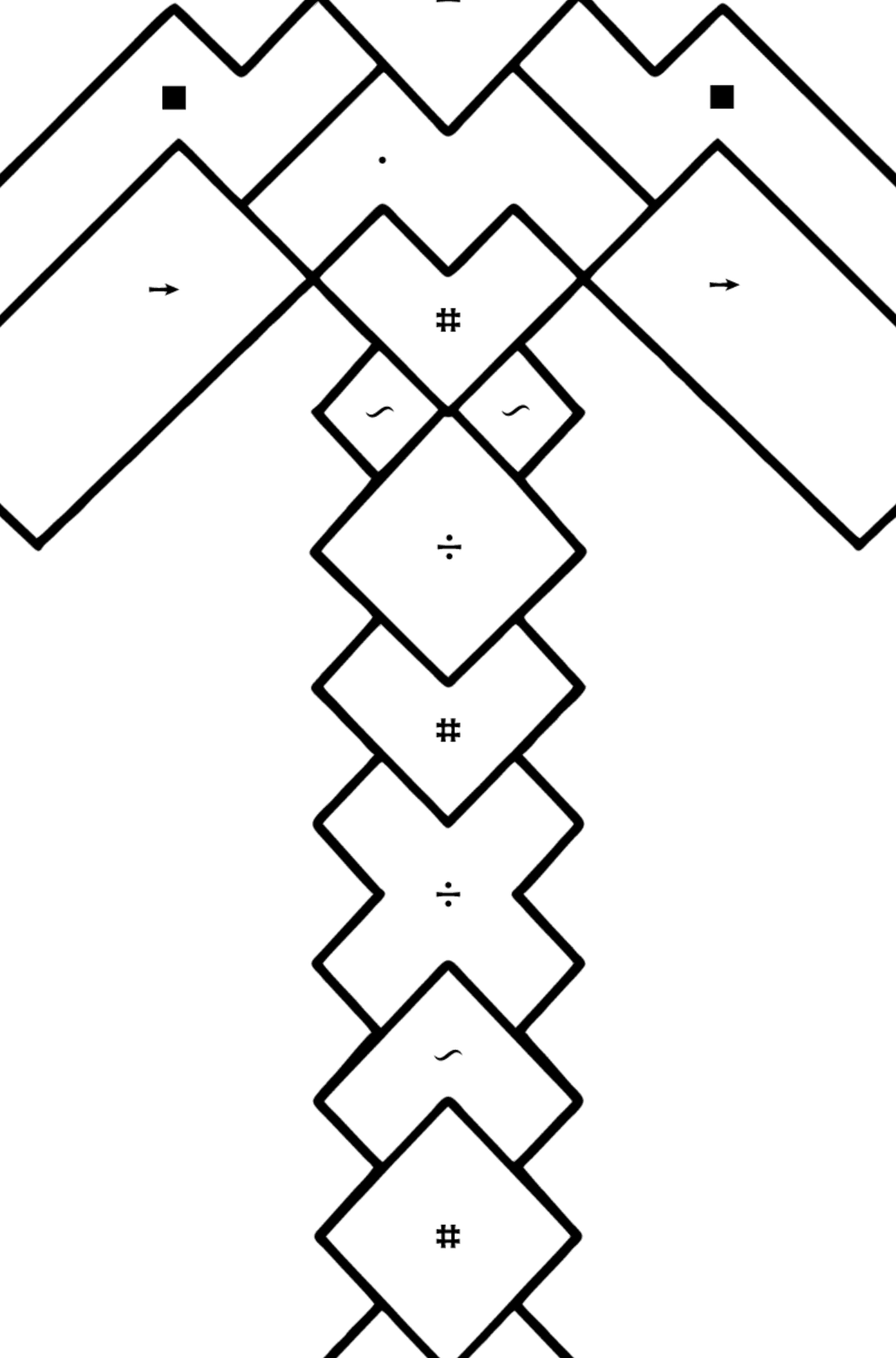 Minecraft Pickaxe coloring page - Coloring by Symbols for Kids