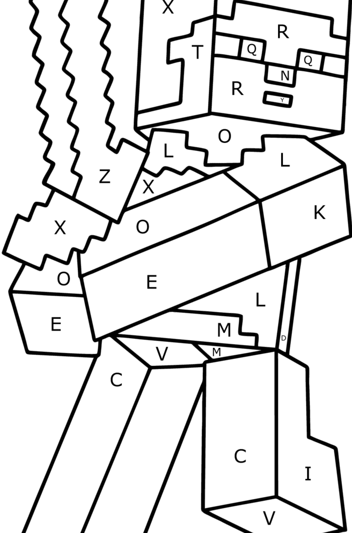 Minecraft Steve coloring page - Coloring by Letters for Kids