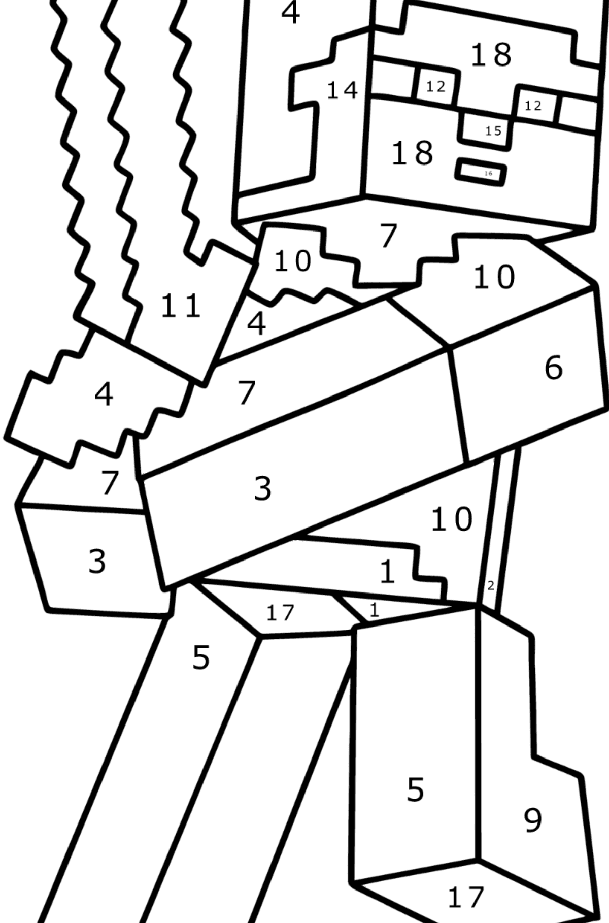 Minecraft Steve coloring page - Coloring by Numbers for Kids