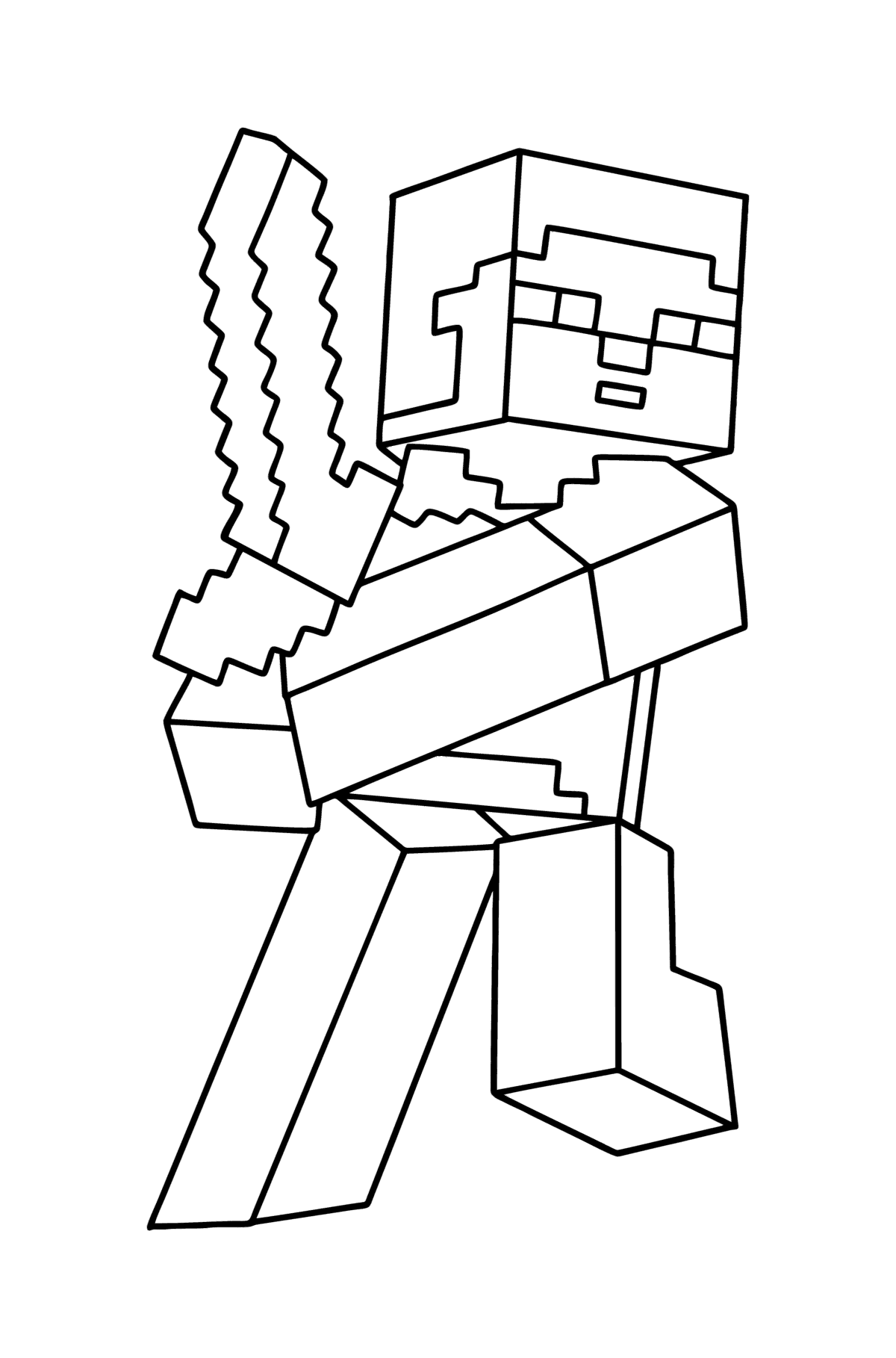 Tegning til farvning Minecraft Steve - Tegninger til farvelægning for børn