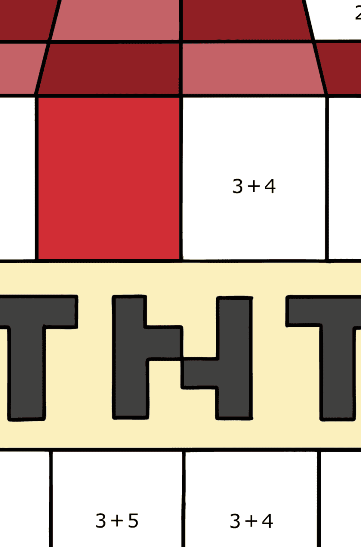 Kolorowanka Minecraft Tnt - Kolorowanki matematyczne dodawanie dla dzieci