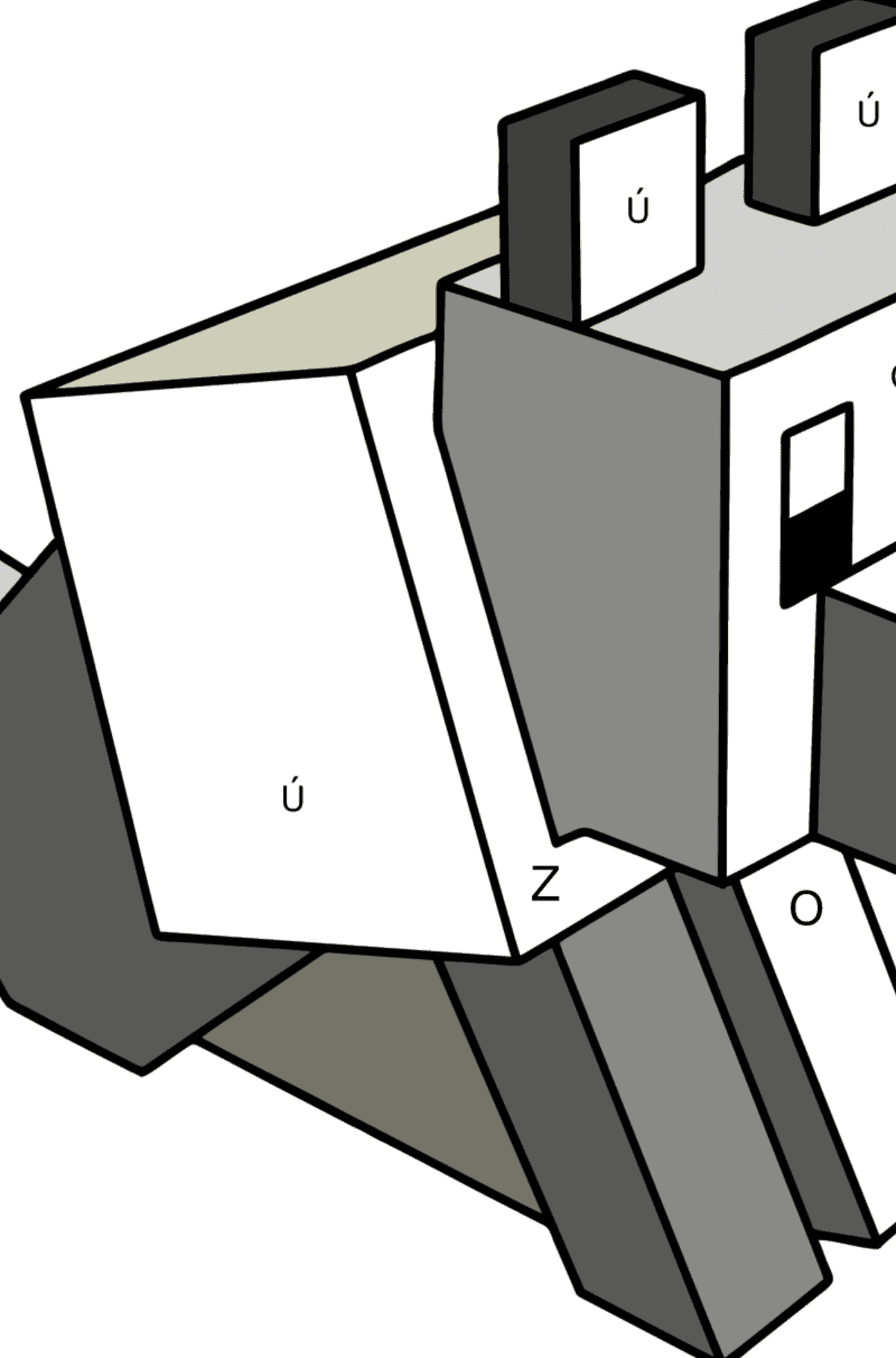 Kifestő Minecraft Wolf - Színezés betű szerint gyerekeknek