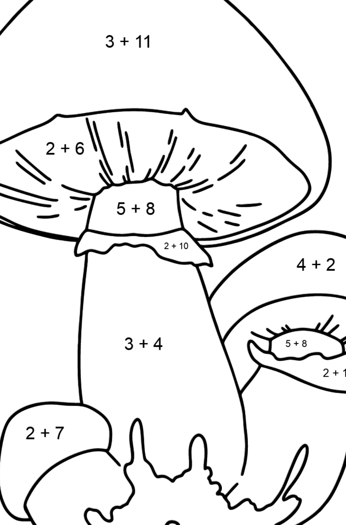 Desenho para colorir de champignon - Colorindo com Matemática - Soma para Crianças