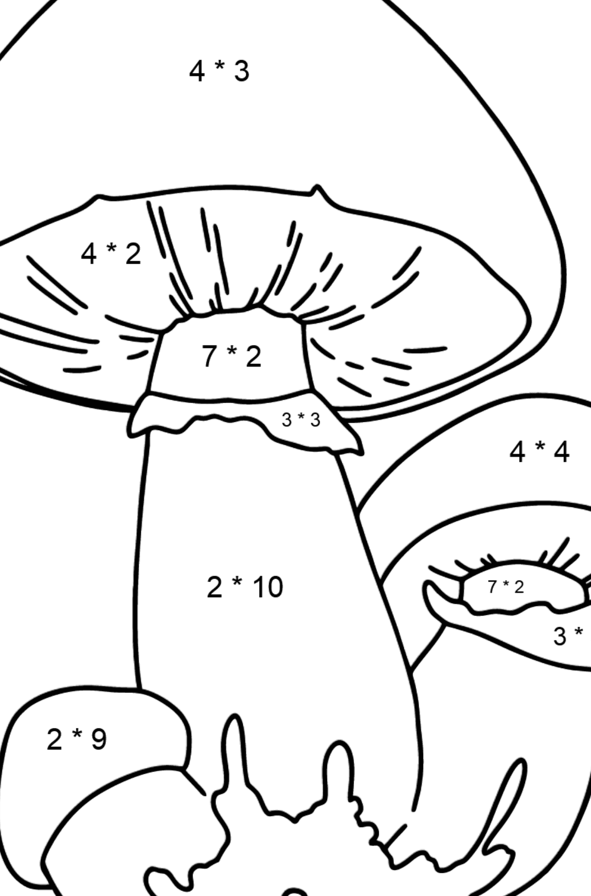 Desenho para colorir de champignon - Colorindo com Matemática - Multiplicação para Crianças