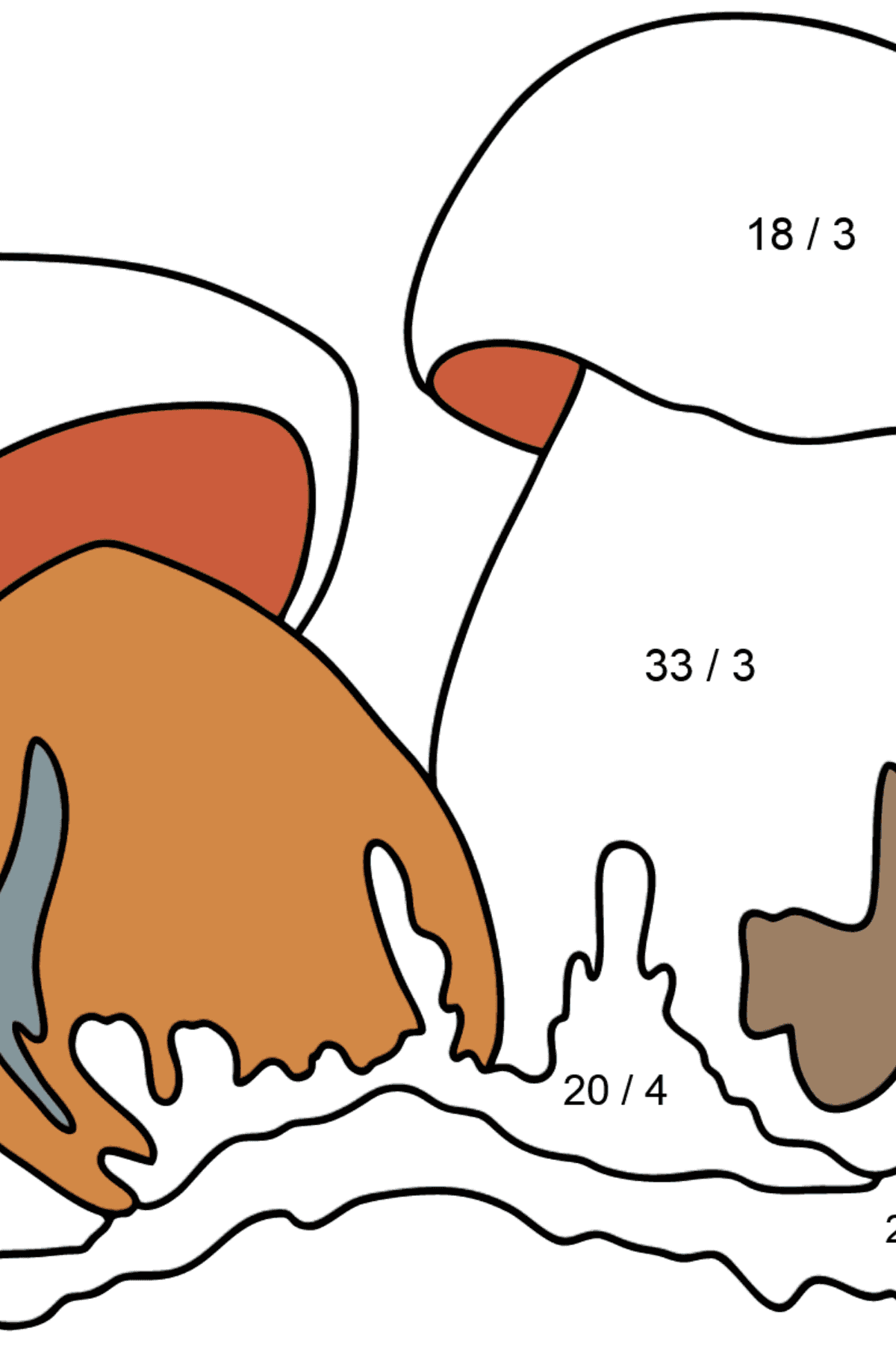 Lurid boletus coloring page - Math Coloring - Division for Kids