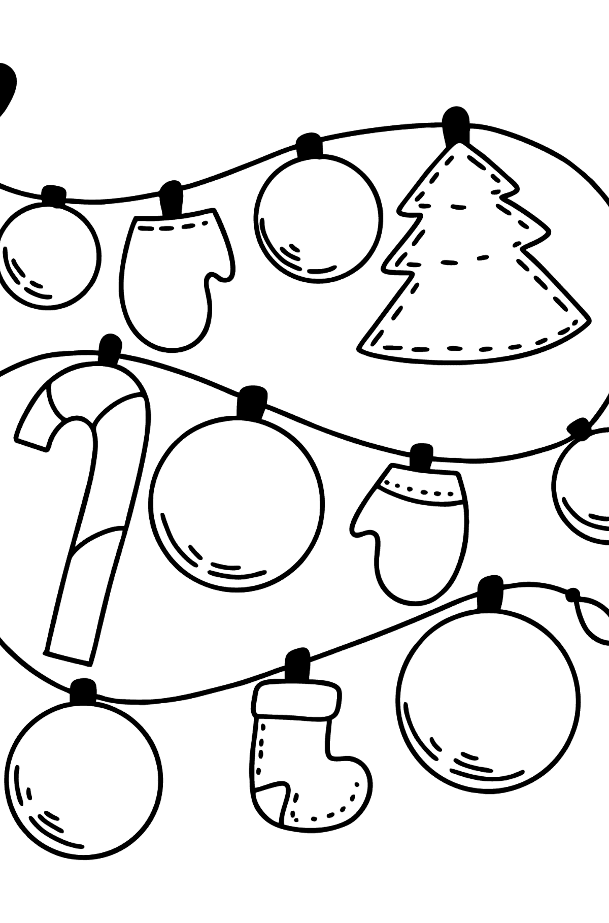 Раскраска рождественская гирлянда - Картинки для Детей