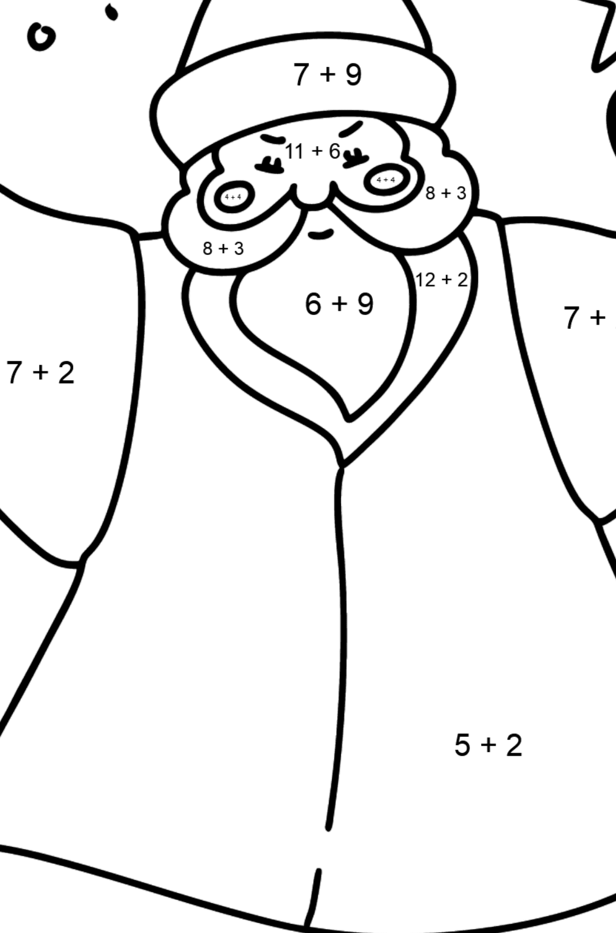 Father Frost coloring page - Math Coloring - Addition for Kids