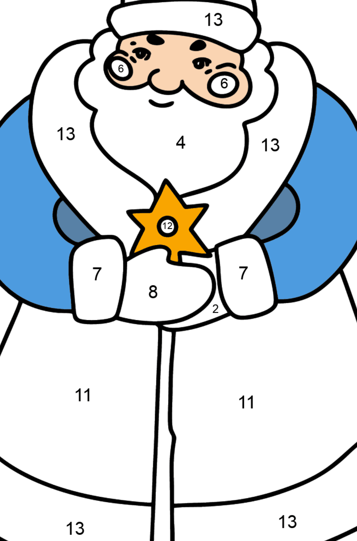 Good Father Frost coloring page - Coloring by Numbers for Kids