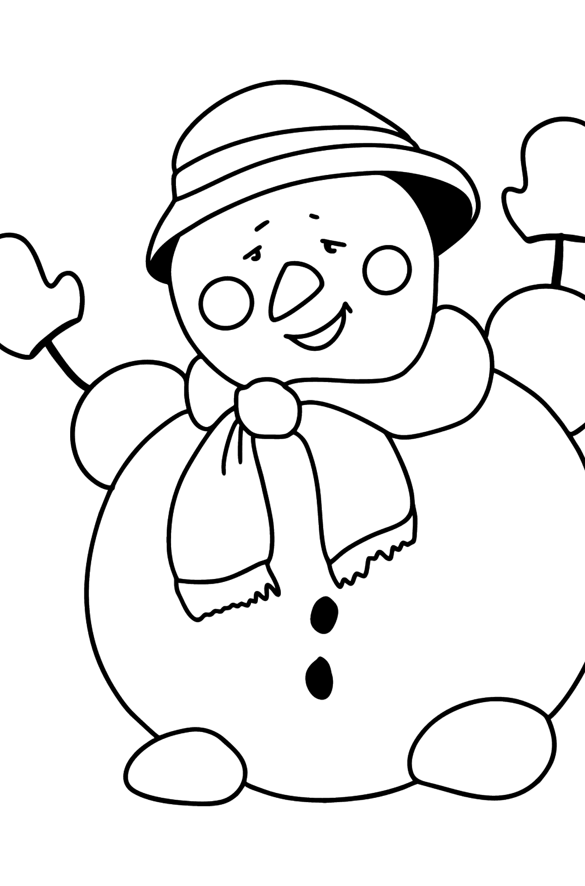 Disegno di pupazzo di neve felice da colorare - Disegni da colorare per bambini