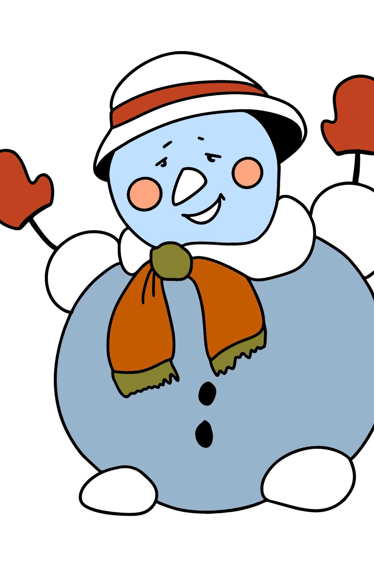 Раскраска милый снеговик - Картинки для Детей