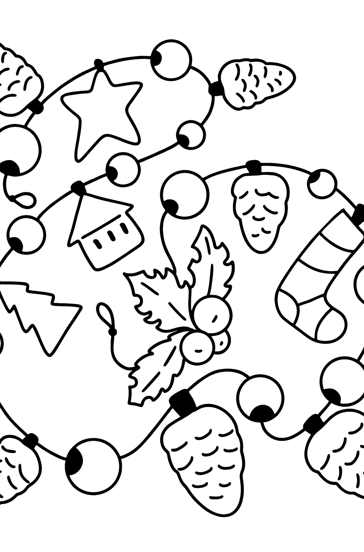 New year garland coloring page - Coloring Pages for Kids