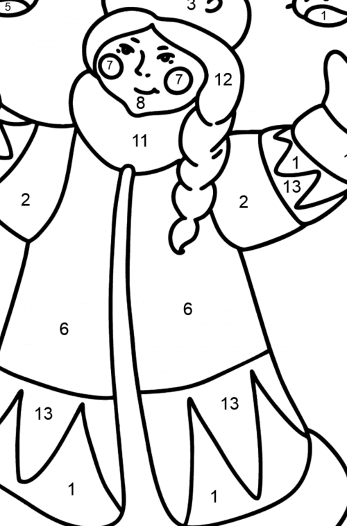Snow maiden with birds coloring page ♥ Online, and Print for Free!