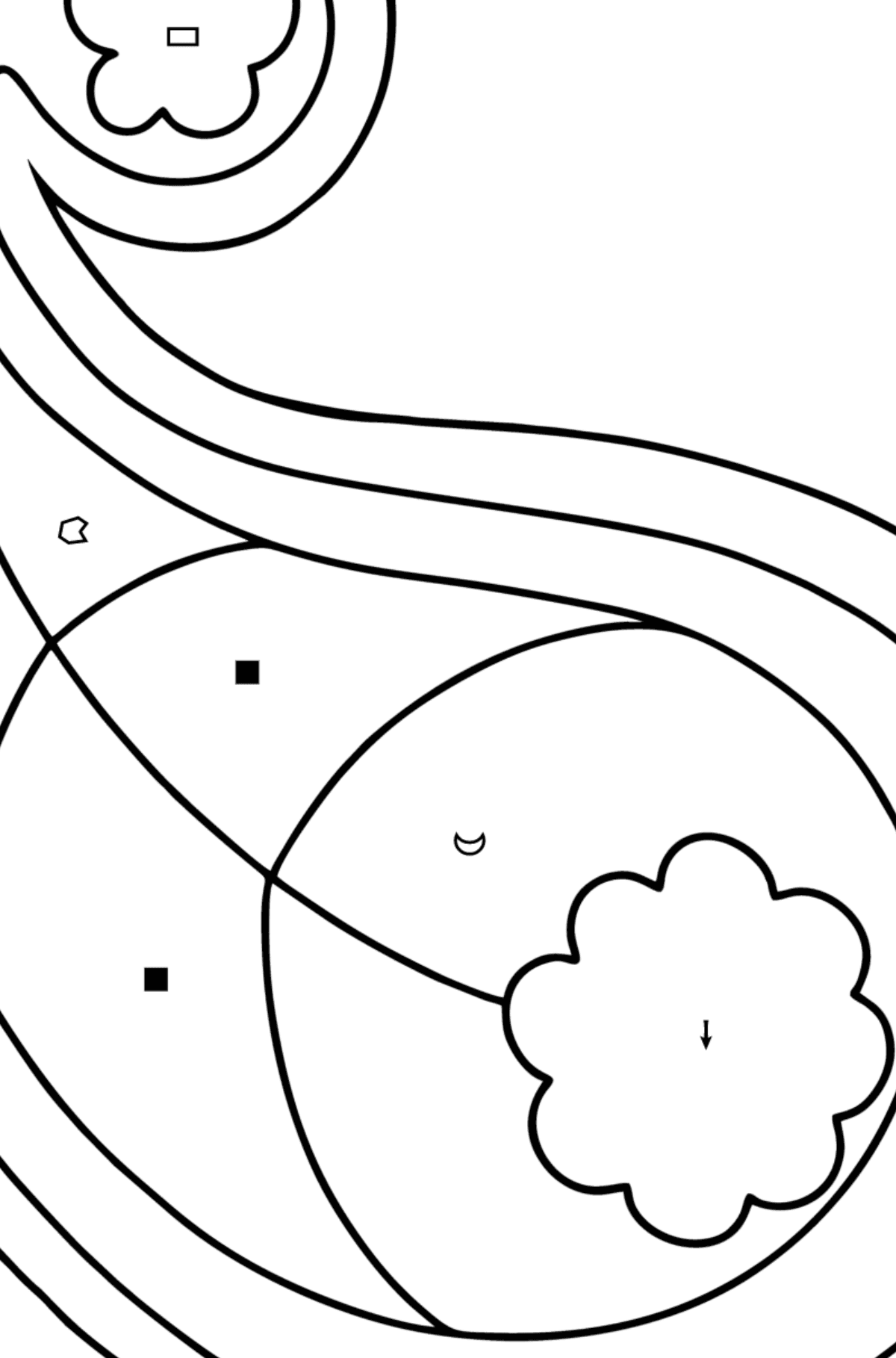 Simple Paisley coloring page - Coloring by Symbols and Geometric Shapes for Kids
