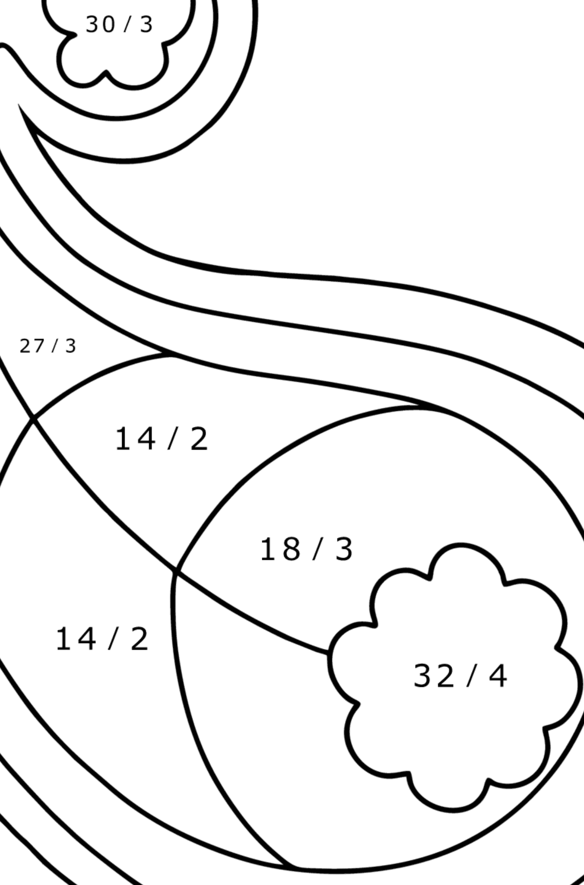 Simple Paisley coloring page - Math Coloring - Division for Kids