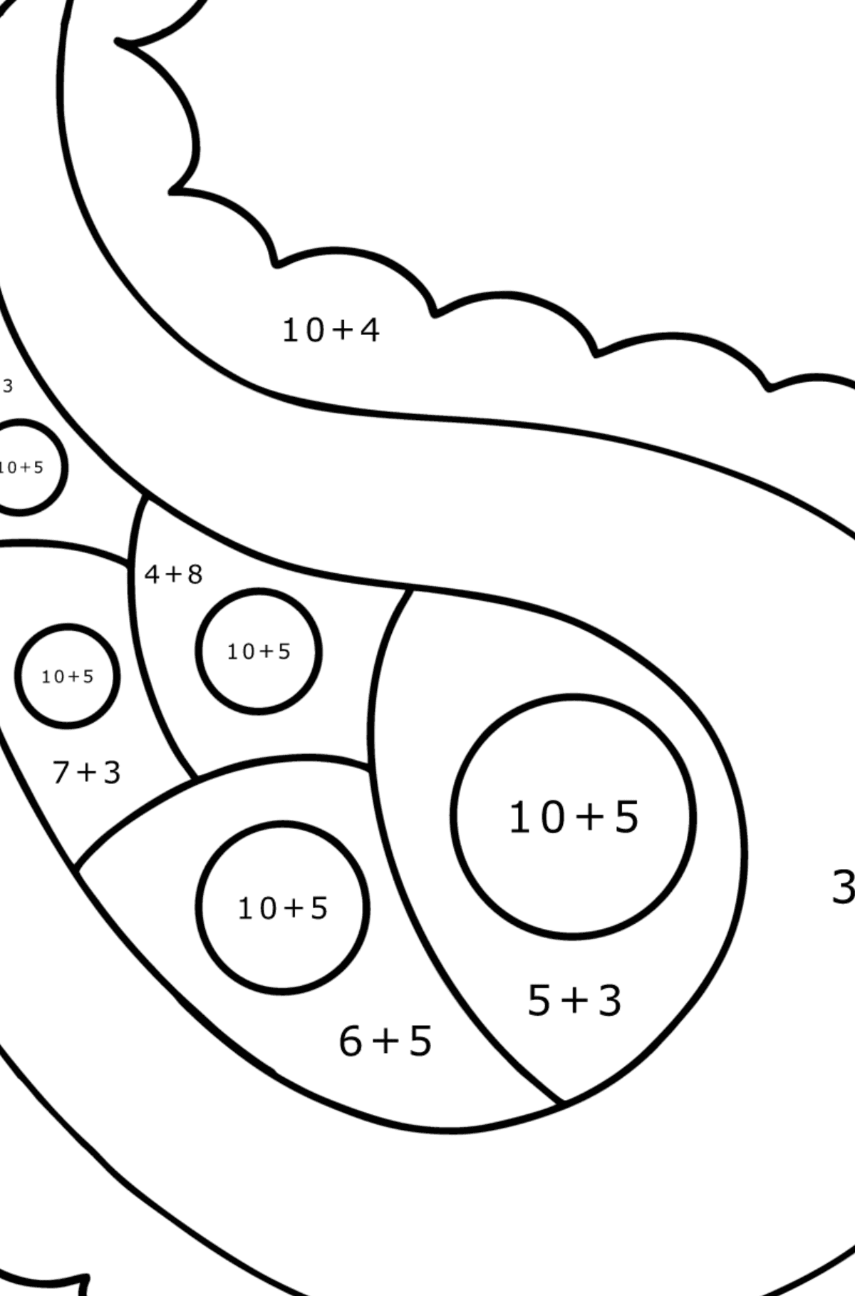 Розмальовка дитячий пейслі - Математична Розмальовка Додавання для дітей