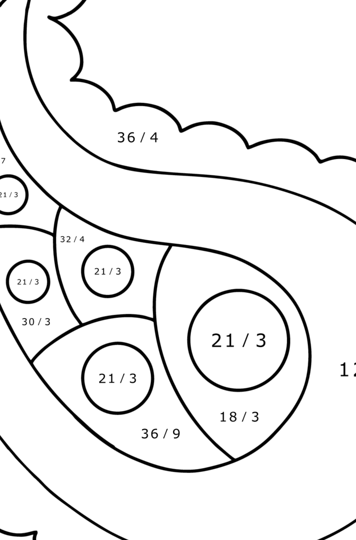 Kids Paisley coloring page - Math Coloring - Division for Kids