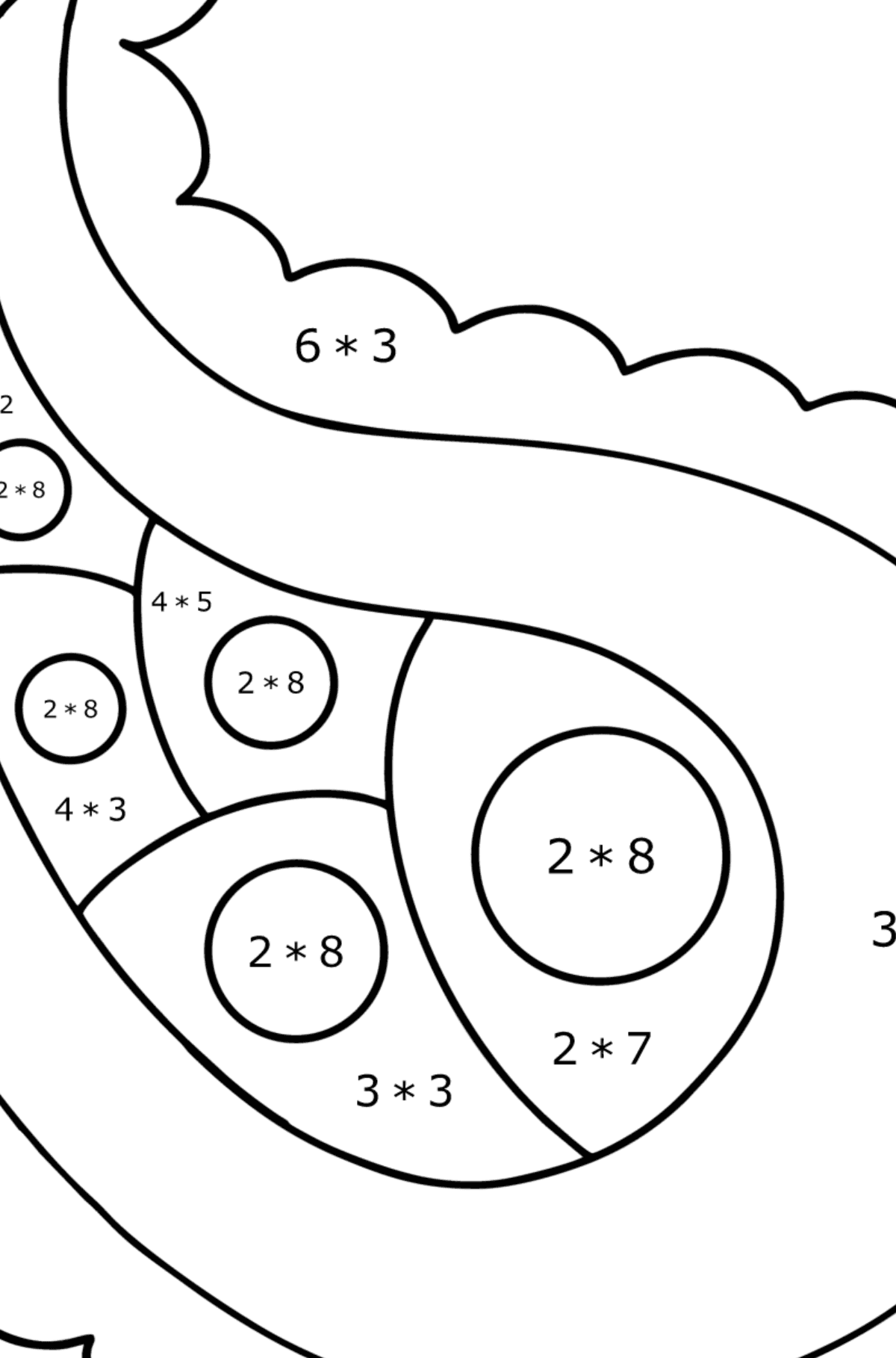 Розмальовка дитячий пейслі - Математична Розмальовка Множення для дітей