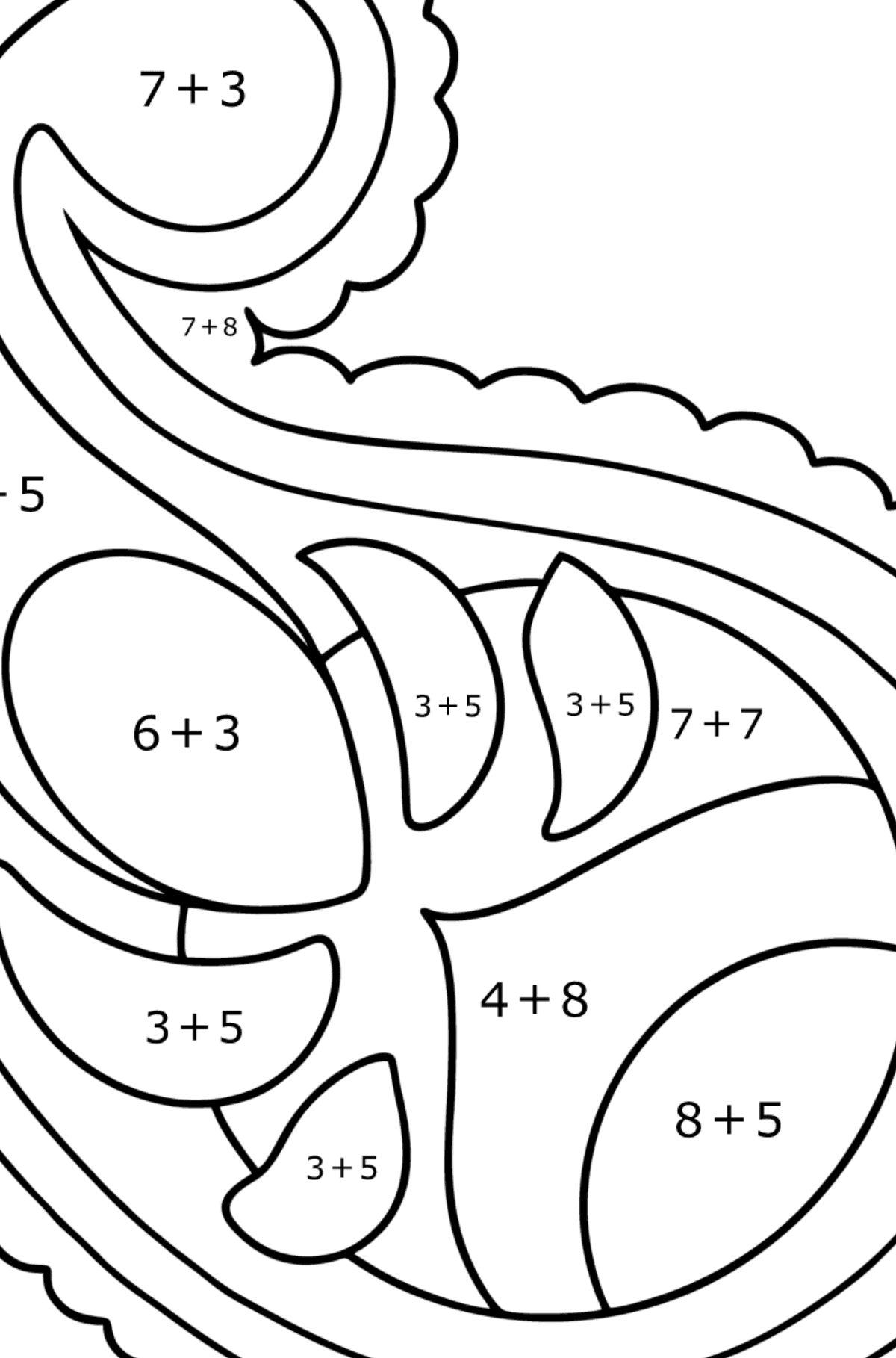 Paisley for Kids coloring page - Math Coloring - Addition for Kids