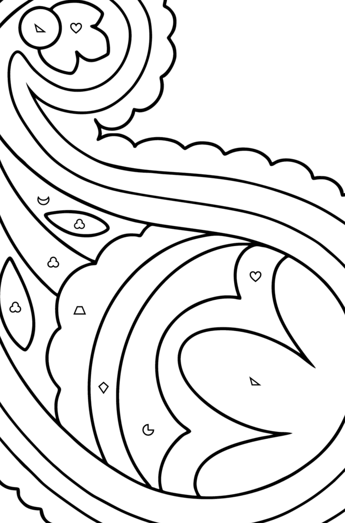 Paisley coloring page - 16 Elements - Coloring by Geometric Shapes for Kids