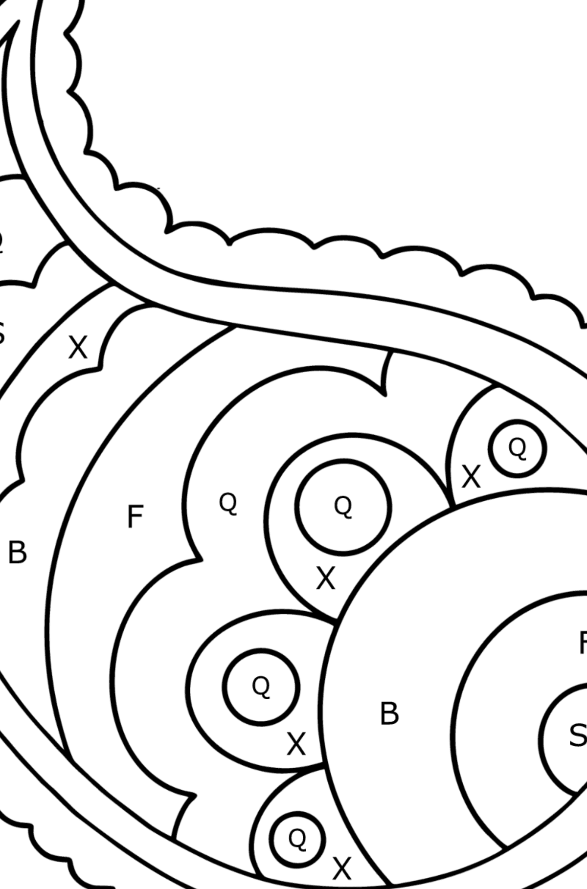 Paisley coloring page - 17 Elements - Coloring by Letters for Kids