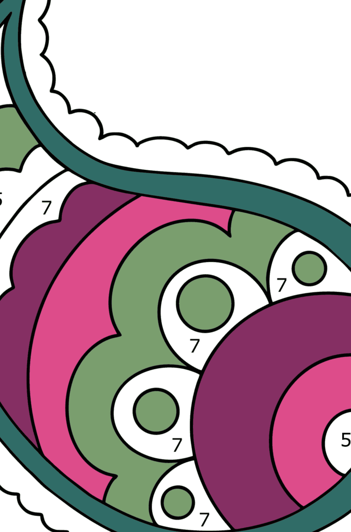 Раскраска пейсли - 17 элементов - По Номерам для Детей