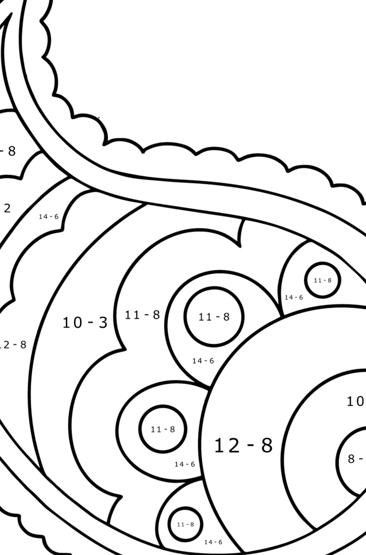 Paisley coloring page - 17 Elements - Math Coloring - Subtraction for Kids