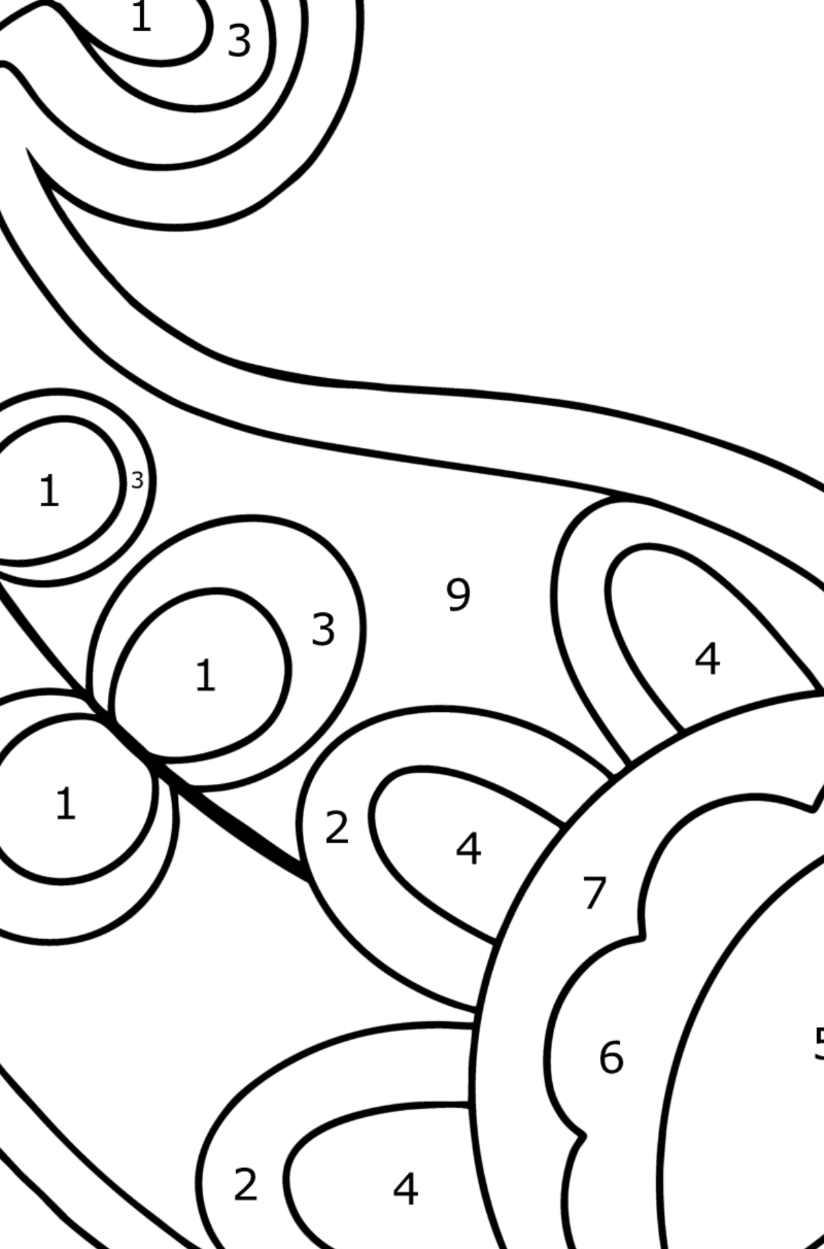 Paisley coloring page for Kids - Coloring by Numbers for Kids