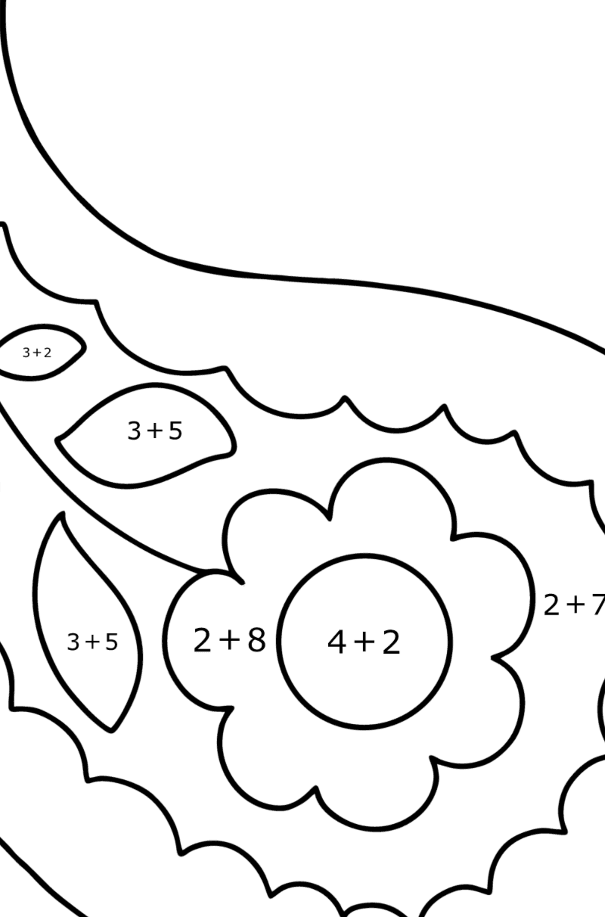 Розмальовка Пейслі для малюків - Математична Розмальовка Додавання для дітей