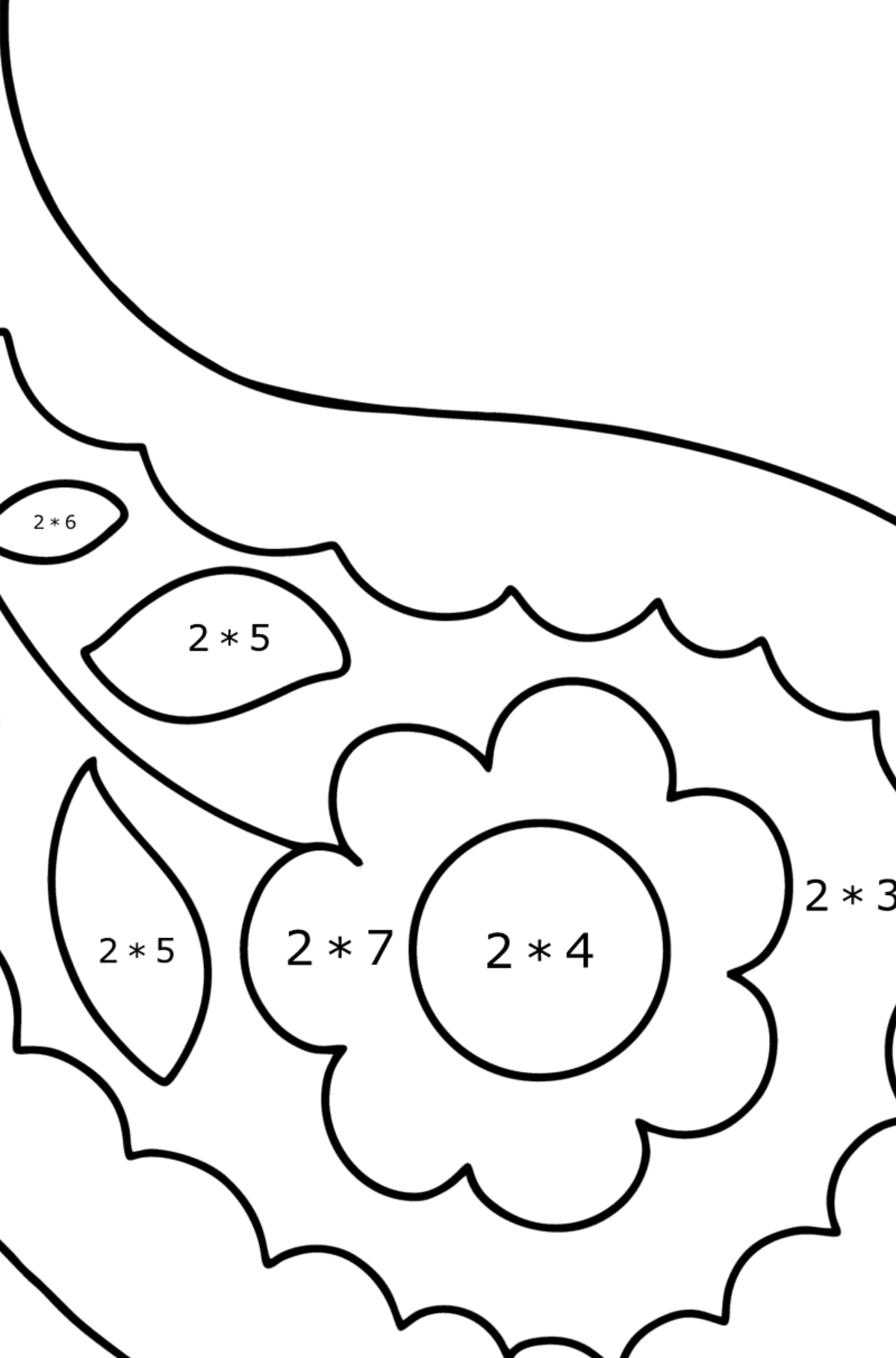 Розмальовка Пейслі для малюків - Математична Розмальовка Множення для дітей