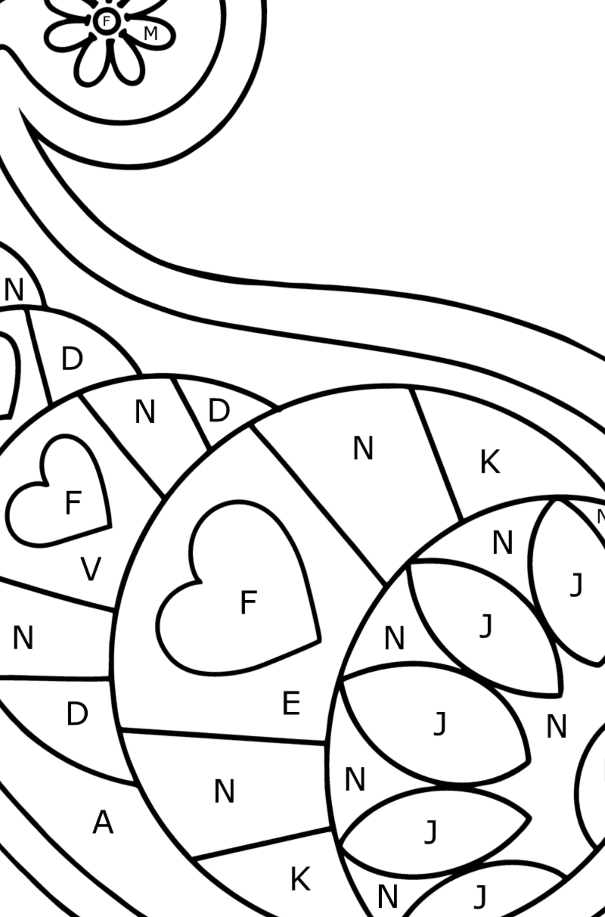 Paisley design coloring page - Coloring by Letters for Kids