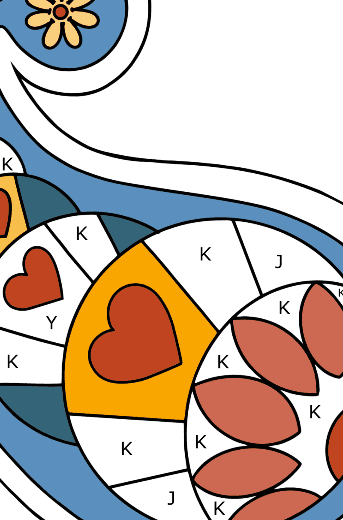 Kolorowanka z wzorem Paisley - Kolorowanki wedlug liter dla dzieci