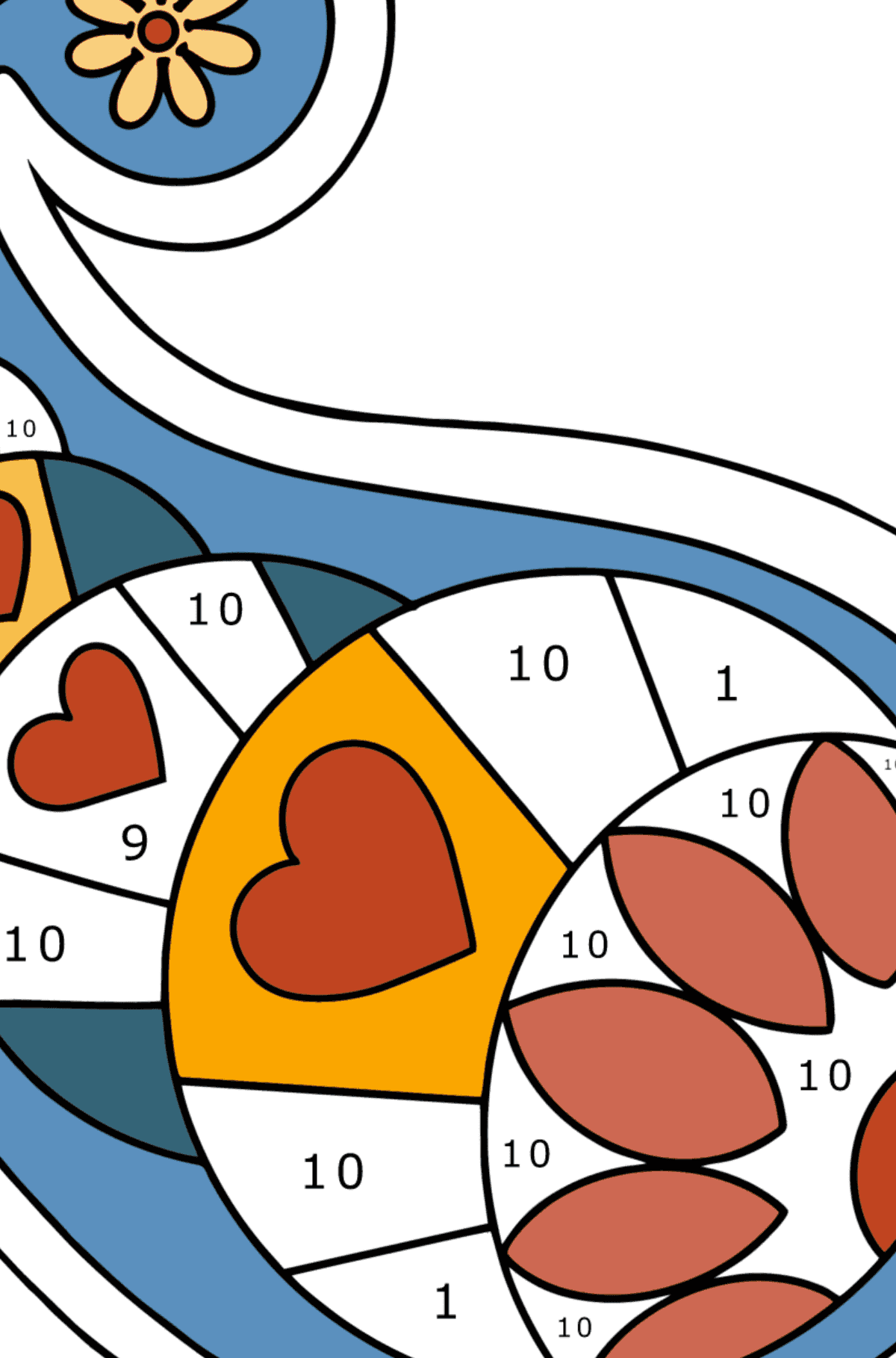 Kolorowanka z wzorem Paisley - Koloruj według numerów dla dzieci