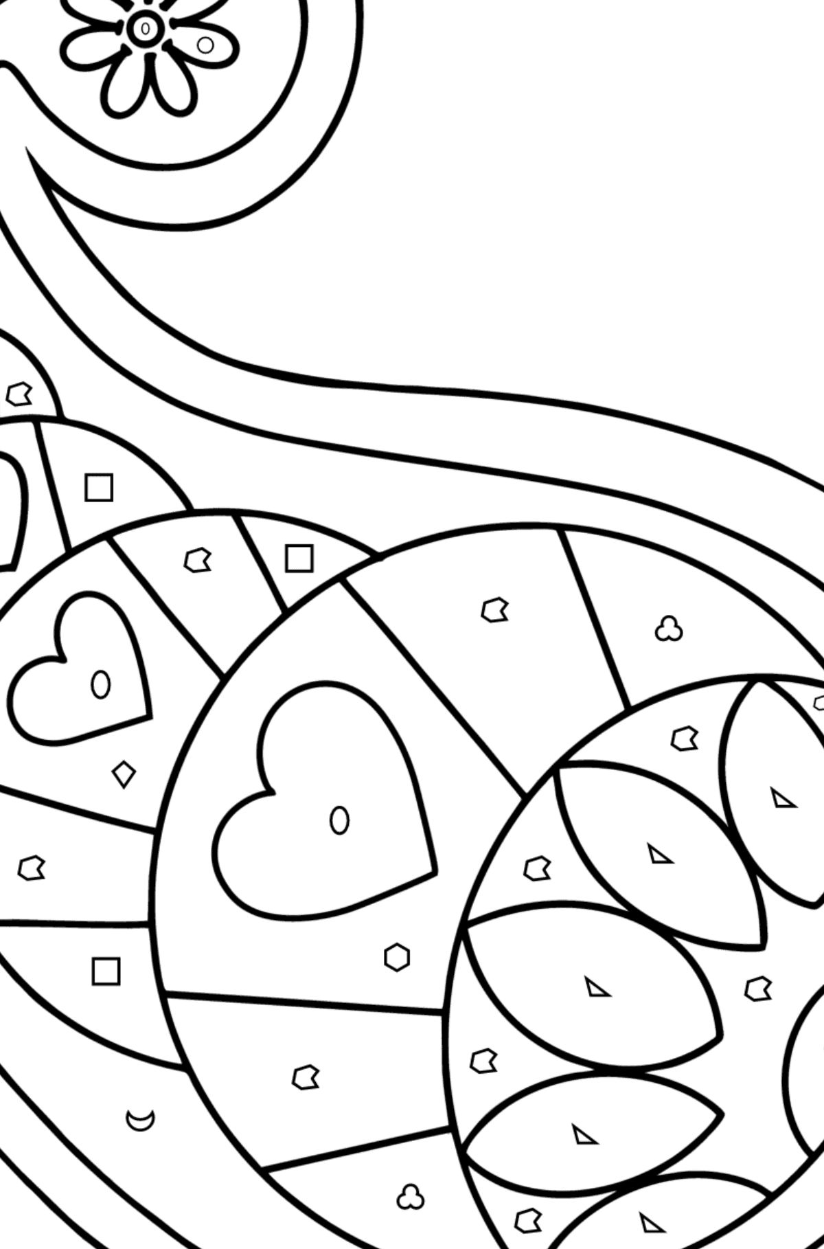 Paisley design coloring page - Coloring by Geometric Shapes for Kids