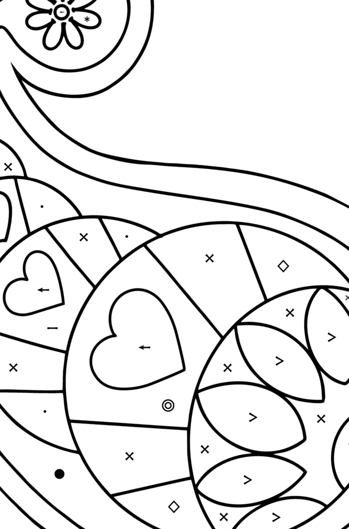 Paisley design coloring page - Coloring by Symbols and Geometric Shapes for Kids