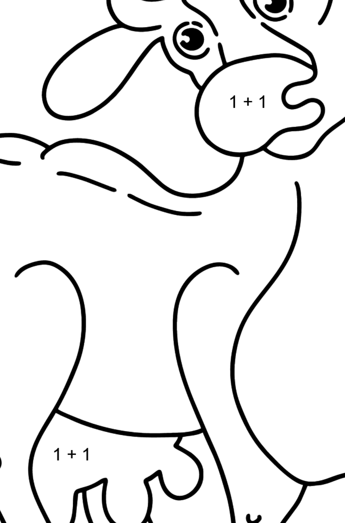 Cow coloring page - Math Coloring - Addition for Kids