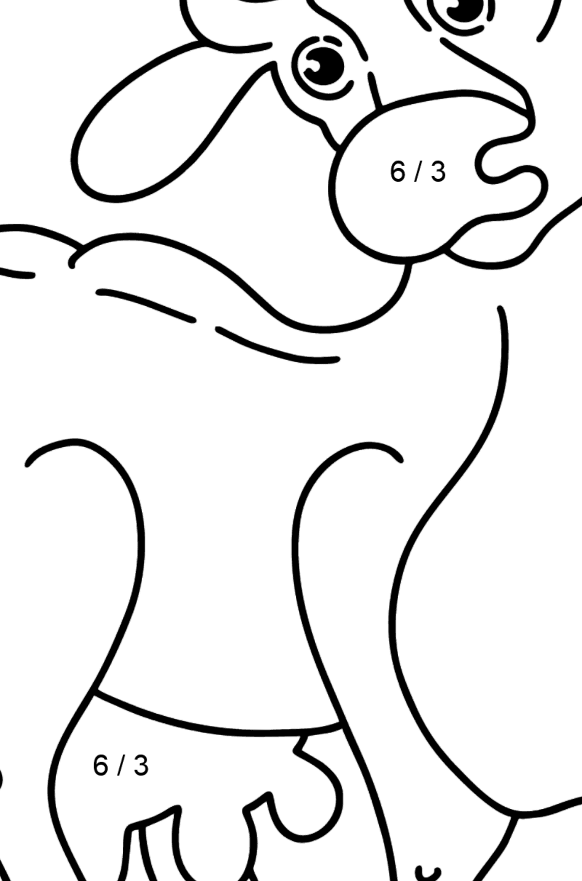Cow coloring page - Math Coloring - Division for Kids