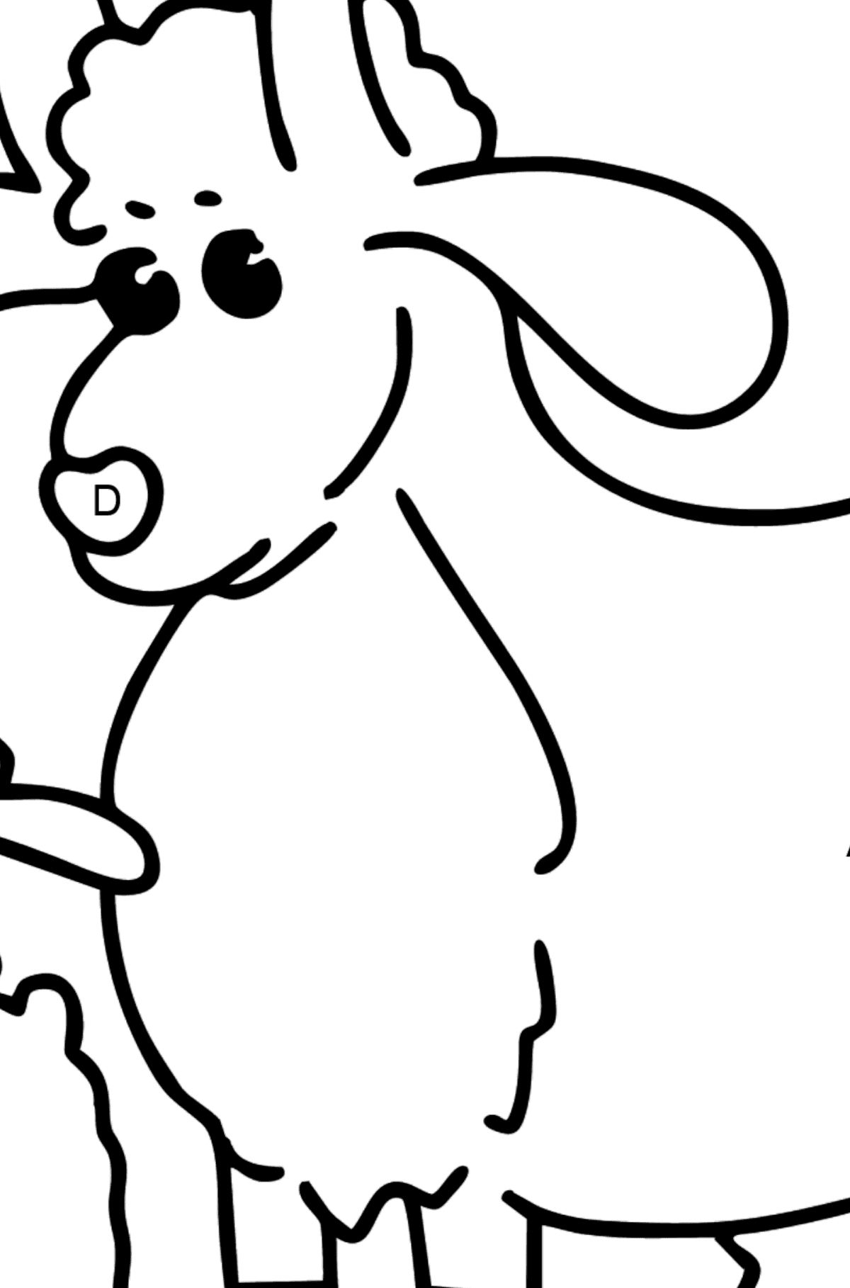 Dibujo de Cabra y cabrito para colorear - Colorear por Letras para Niños