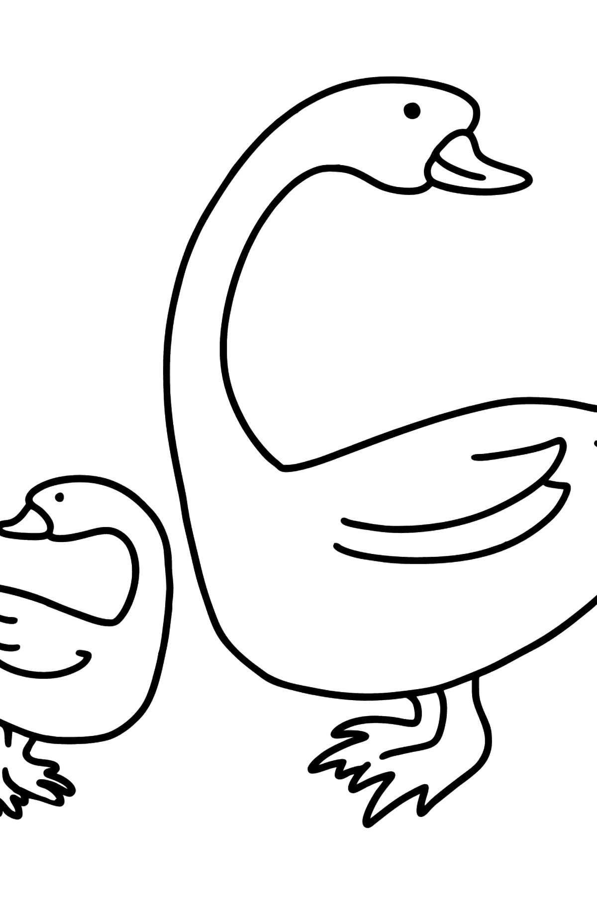 Goose with Gosling coloring page - Coloring Pages for Kids