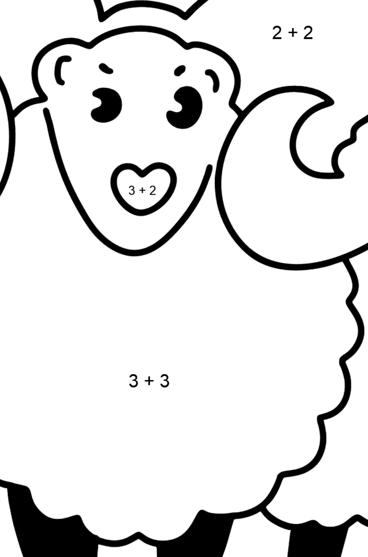 Home Lamb coloring page - Math Coloring - Addition for Kids