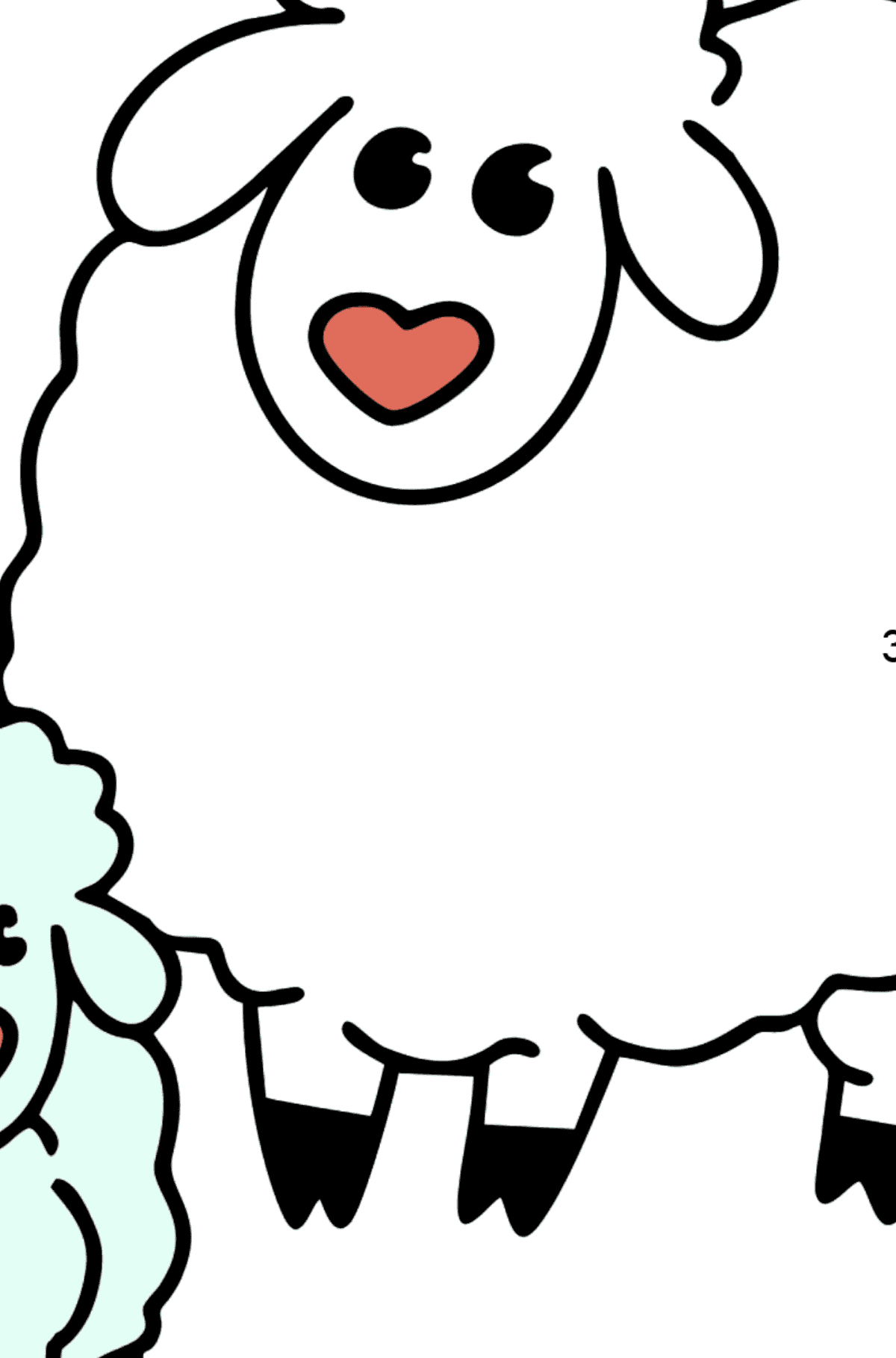 Раскраска овечка с ягнёнком - На Умножение для Детей