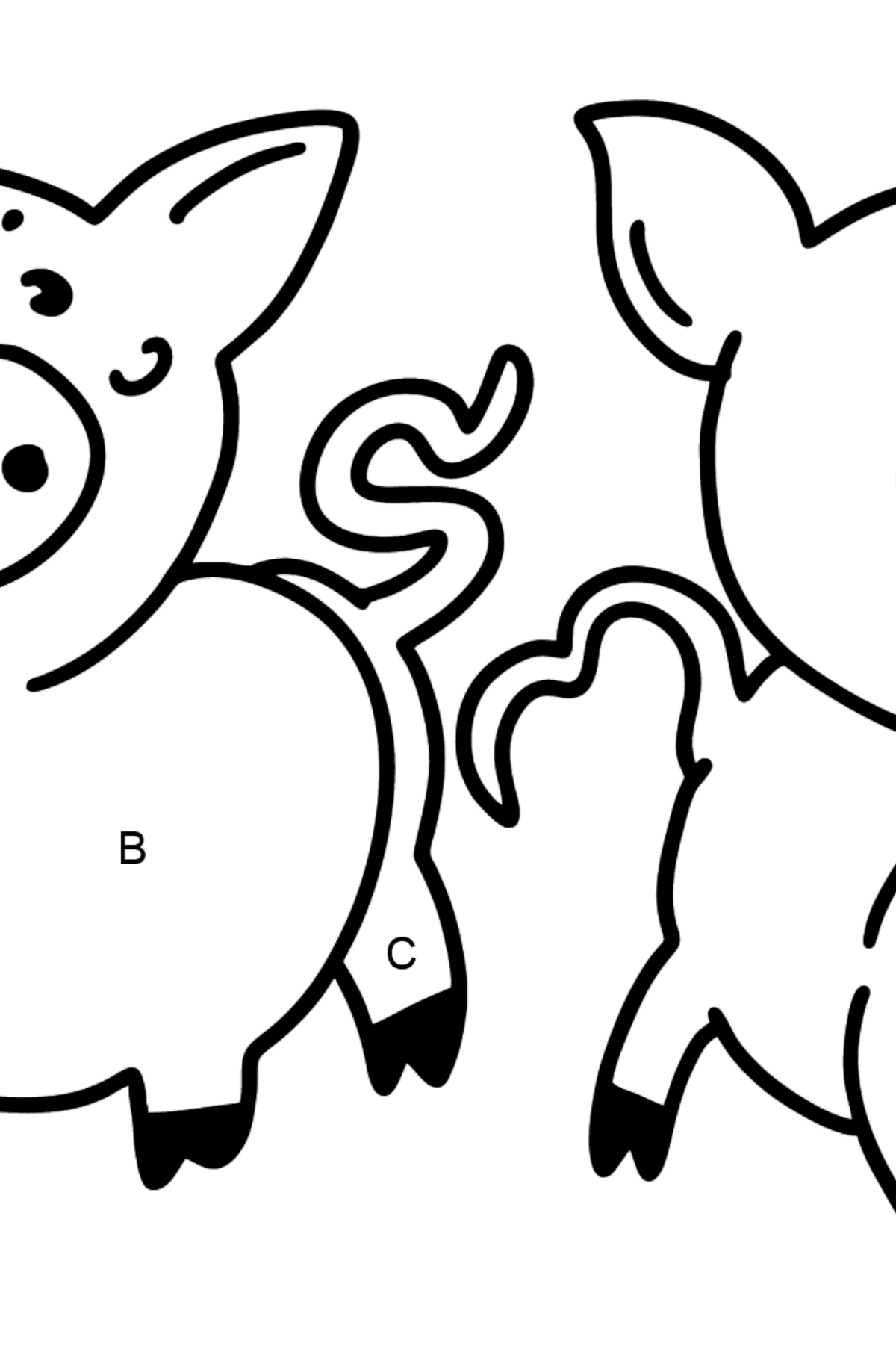 Piglets coloring page - Coloring by Letters for Kids